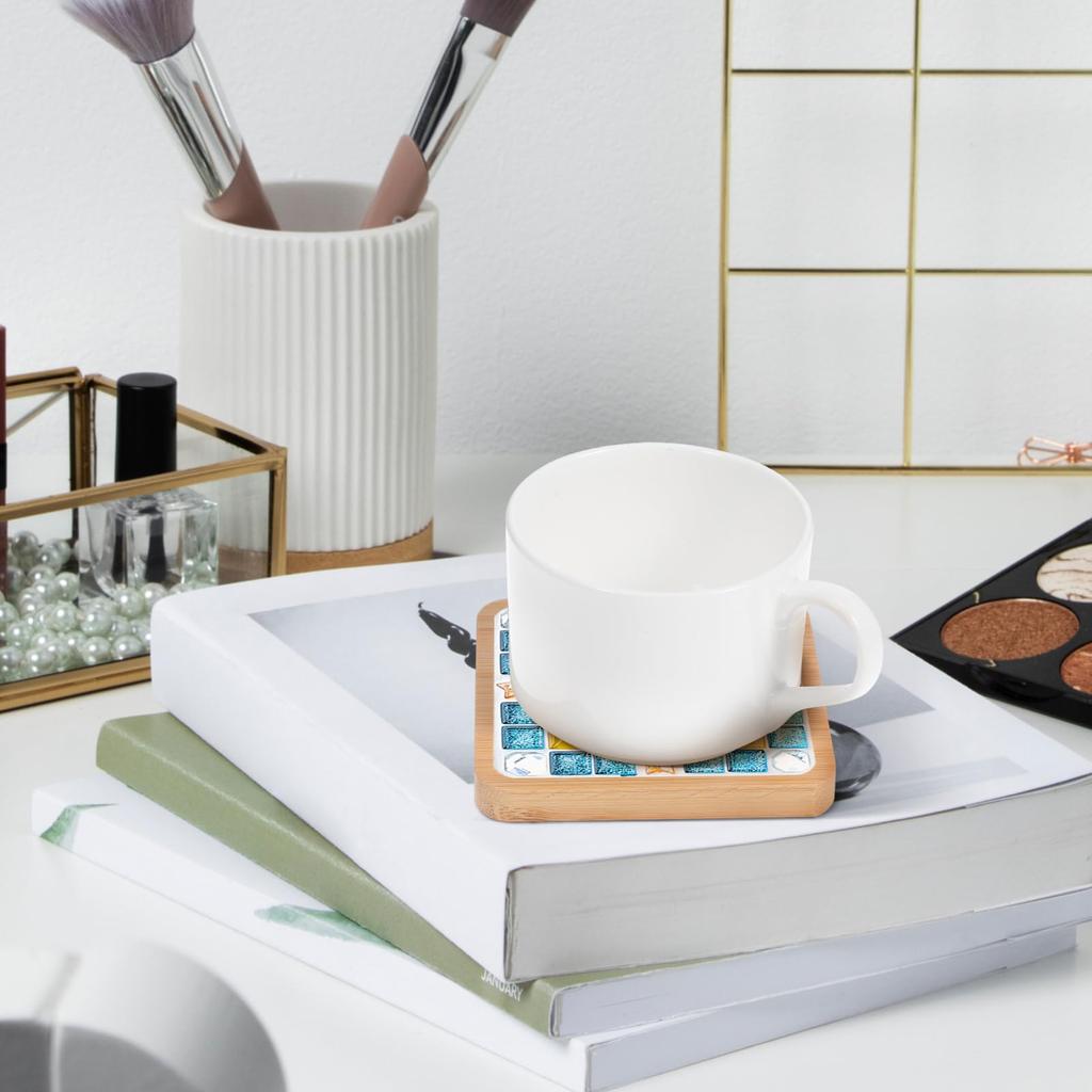 HOODANCOS 6 kusů DIY Mozaikové podtácky, Dřevěné podnosy k vyplnění, Podtácky pod nápoje, Nedokončené prázdné základní podnosy, Umělecké desky, Potřeby pro výrobu mozaiky