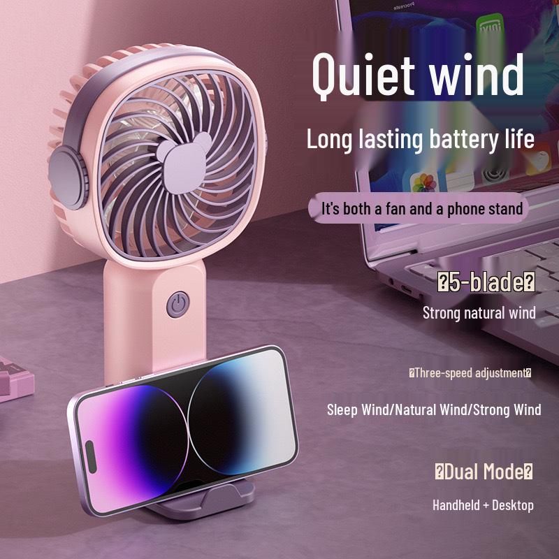 Rechargeable USB Mini Desk Fan - Portable, Strong Wind, Handheld Electric Fan