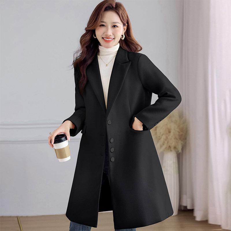 Long Woolen Suit Cashmere Coat for Women, Autumn Women's Woolen Coat for Women