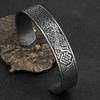 Nordic Viking Double Wolf Cuff Bracelet - Men's Stainless Steel Retro Design