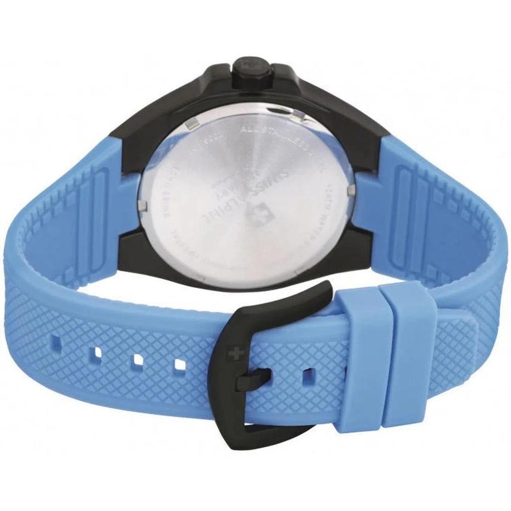 Swiss Alpine Military Typhoon Silicone Strap Light Blue Dial Quartz 7006.1871 100M Men's Watch