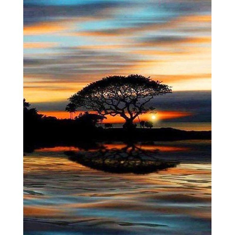 5D Diamond Painting Landscape Sunset Sea Cross Stitch Full Round Diamond Mosaic Home Decoration DIY Handmade