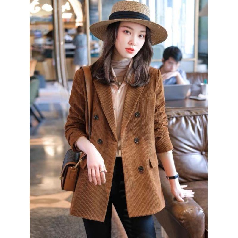 New Fall Women's Clothing Corduroy Fancy Suit Outwear Retro Casual Small Suit Elegantquality Tops