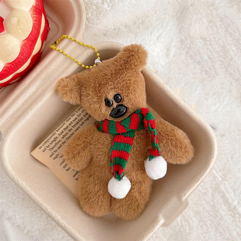 1PC Kawaii Scarf Teddy Bear Squeezing Plush Toy Keychain Backpack Pendant Cute Car Keyring Kids Women Bag DIY Accessories