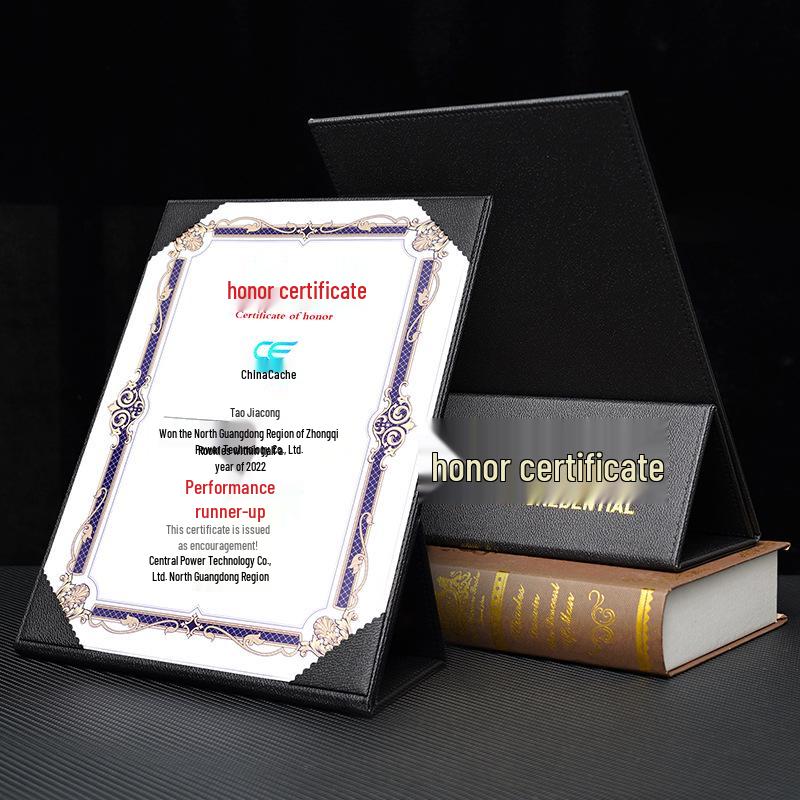 A4 Leather Honor Certificate Stand with Hot Stamping Customization