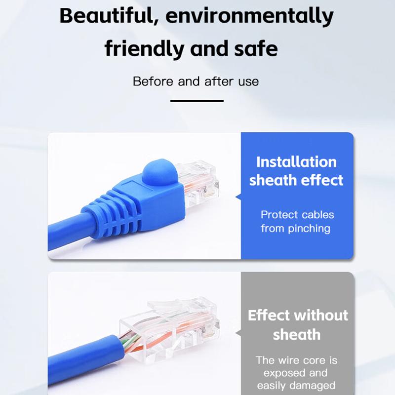 Colorful CAT5E CAT6 RJ45 Ethernet Network Connector Plug Cover Strain Relief Boots Crystal Head Protective Cable Sleeve For 8P8C