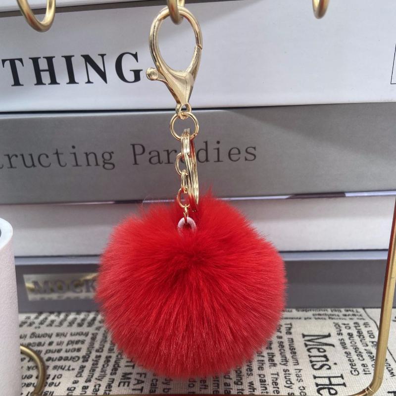 Fluffy Rabbit Fur Owl Pom Pom Ball Keychain Keyring Car Key Ring Chain Holder Charm Women Bag Accessory