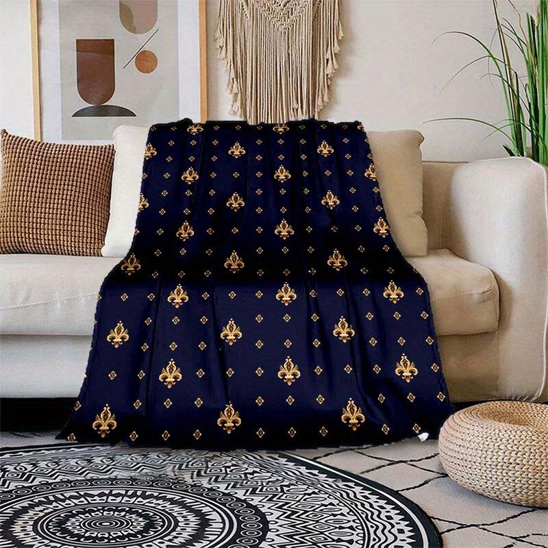 Iris Emblem Muster Decke Königliche Blume und Krone Flanell Decke Sofa Schlafzimmer Dekorative Decke