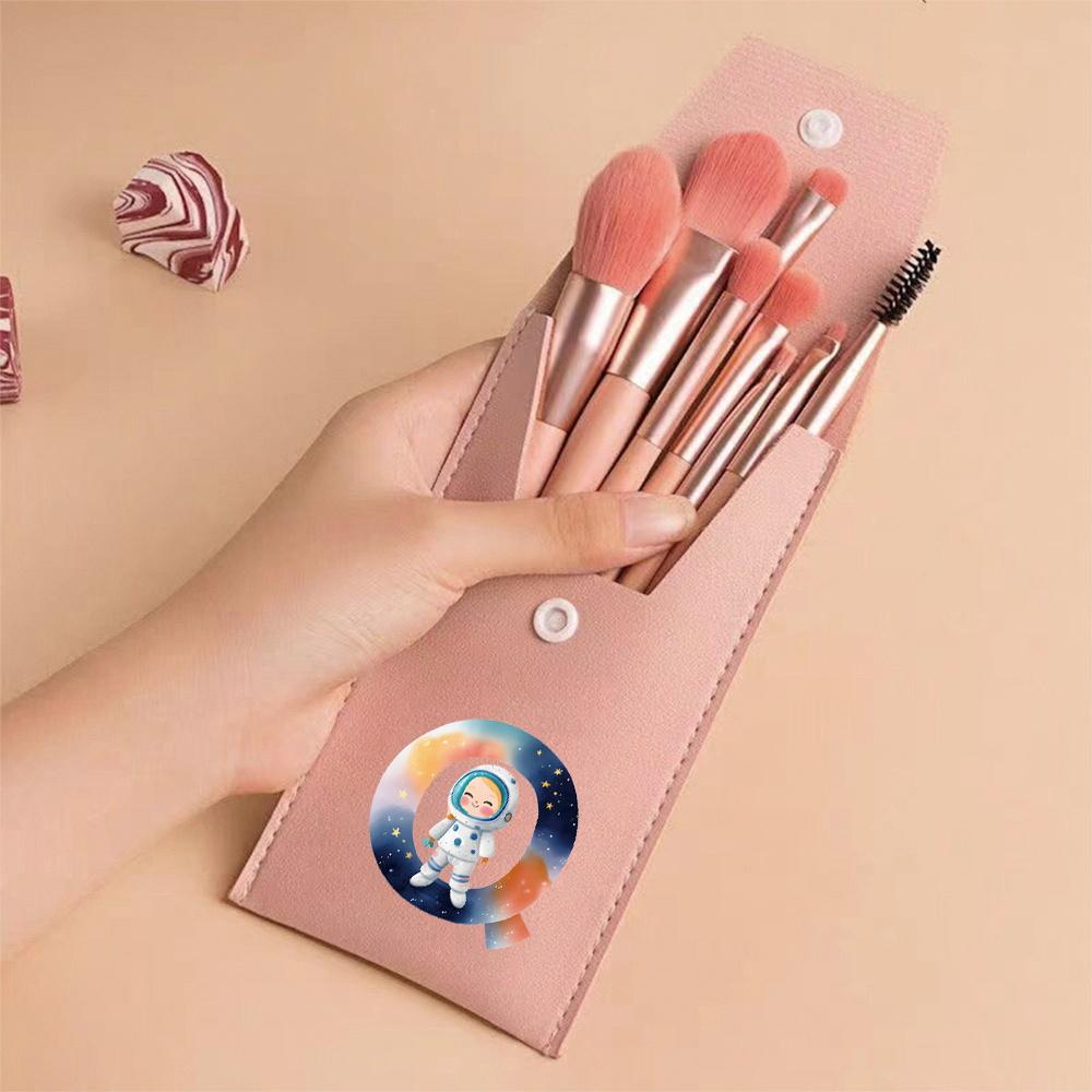 Premium Makeup Brushes Kit 8 Pieces Portable Blush Concealer Eyeshadow Brushes Synthetic Bristles Astronaut Letter Pattern