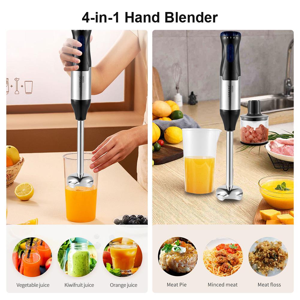 4-in-1 Handheld Electric Food Mixer Small Hand Blender Cordless Small Food Chopper Rechargeable for Lattes Cappuccino Matcha Egg