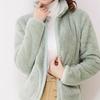 Women's Thickened Coral Fleece Jacket - Stand Collar, Warm Winter Wear for Outdoor & Home Use