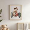 Boy In a Racing Car Poster Boy In a Racing Car Poster, 50X70 Cm, Frameless, Premium Canvas On Stretcher
