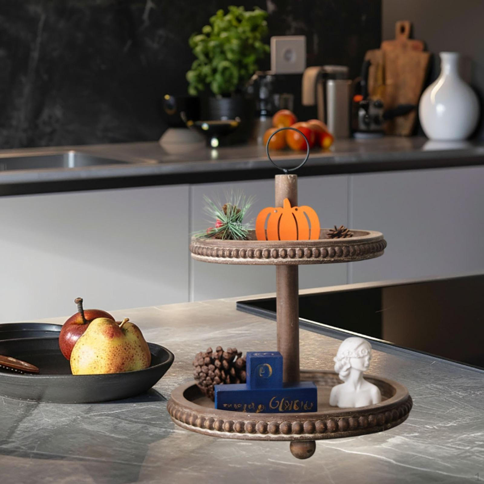 

2-х уровневая подставка для кексов, витрина для десертов, столовые принадлежности, посуда, поднос для сервировки, многоуровневый серый