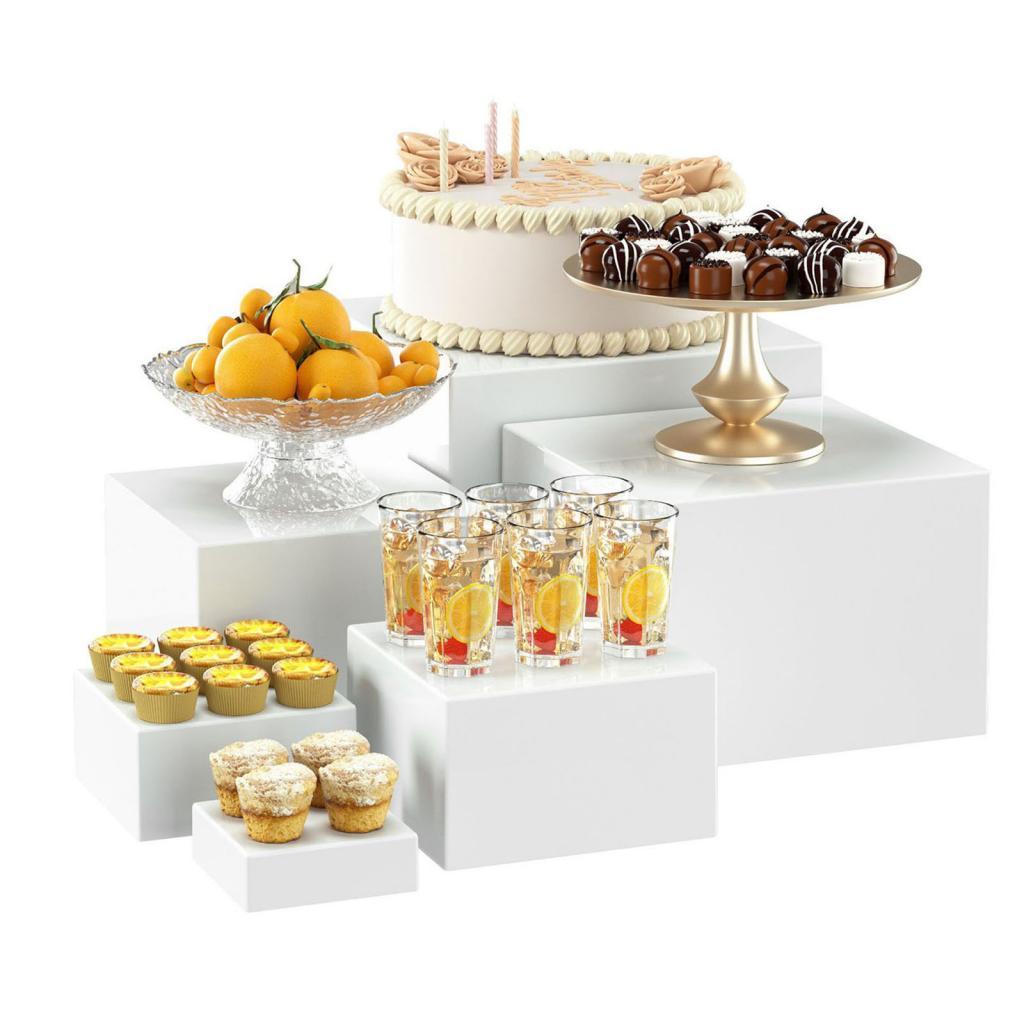 7x Acrylic Cube Display Box Riser 5 Sided for Collection Cosmetics Catering