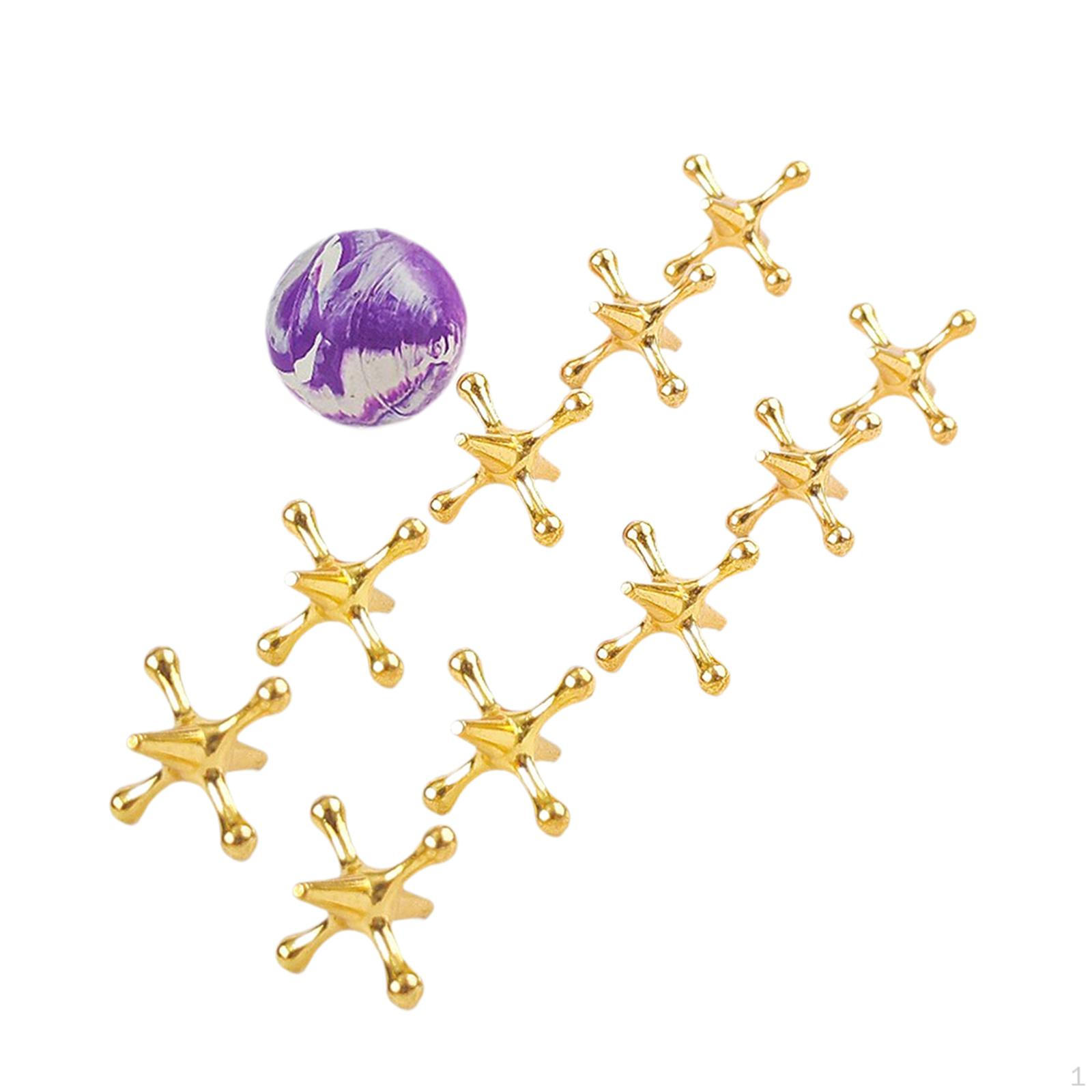 

10 Count Jacks Games Hand Eye Coordination Toys for Family Fun Ages 7-14 золотий