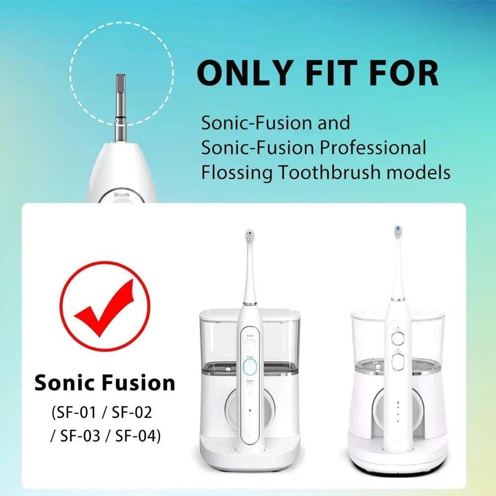 Replacement Brush Head for Waterpik Sonic-fusion 2.0 Toothbrush, Compact, White, Pack of 3, Soft Bristles