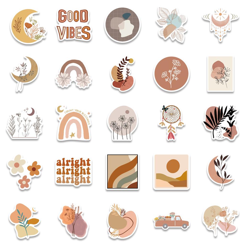 50 Bohemian Style Graffiti Stickers for Decorating Suitcase Notebook Waterproof Stickers