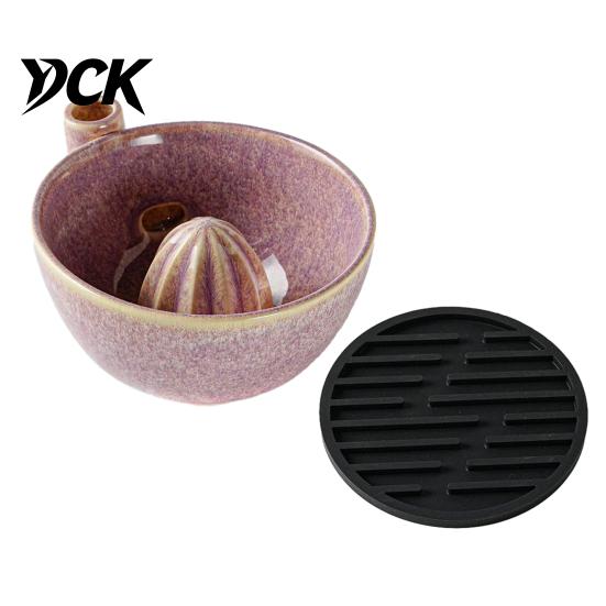 Keukengadget voor het Schoonmaken van Fruit Bessen Swirl Afgietbakje met Siliconen Pad, Keramisch Retro Oven Handmatige Citroenpers Tool Gebakken Zeef, Compact