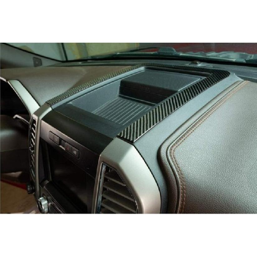 Center Console Storage Box Frame Trim Cover For Ford F150 2015+Soft Carbon Fiber