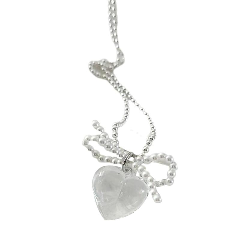 Simulated Pearl Necklace Female Temperament Pearls Bowknot Collarbone Chain Student Adjustable Chain Sweater Chain