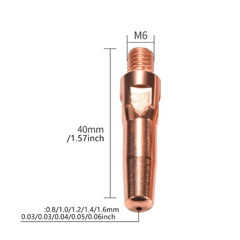 10 Pezzi Consumabili Punta Torcia Saldante 0.8/1.0/1.2/1.4/1.6mm Pistole Torcia Punta di Contatto Accessori Attrezzatura per Saldatura a Gas