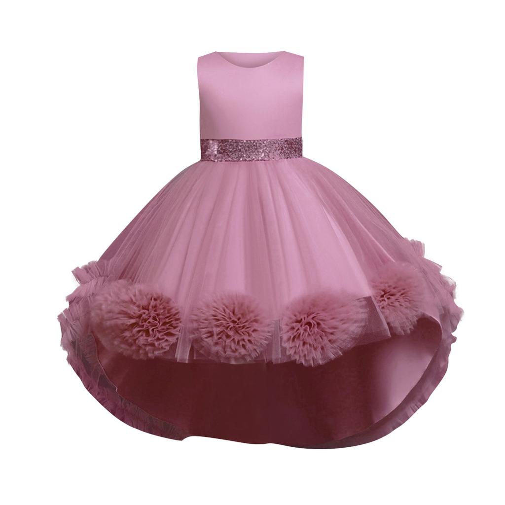 Sukienka dziecięca Sukienka księżniczki z kokardą Jednokolorowa sukienka z ogonem Wydajna sukienka na ciasto