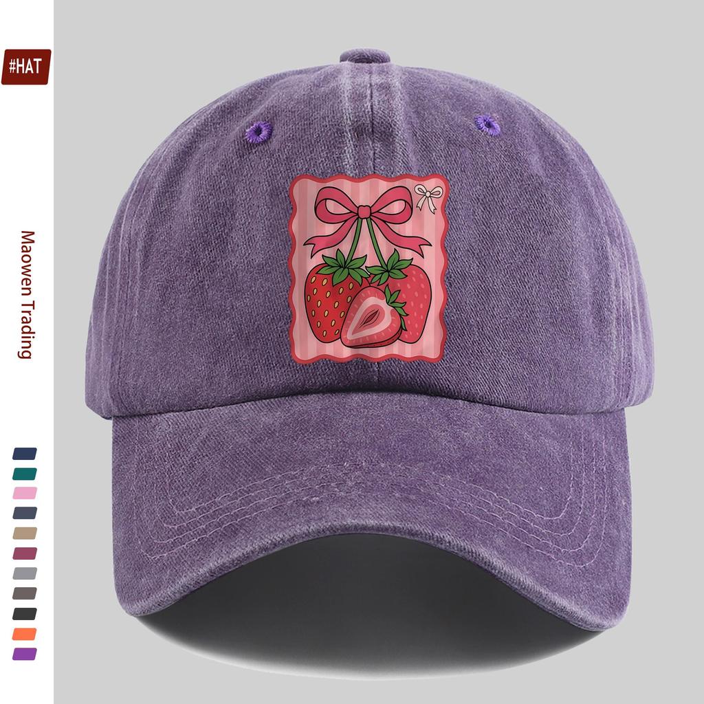 pc Strawberry Print Trucker Hat for Men Women Adjustable Snapback Cap with Strawberry Lightweight Vintage Washed Baseball