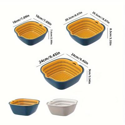 6-Piece Set of Multifunctional Double-Layer Kitchen Drain Baskets, Household Plastic Storage Baskets