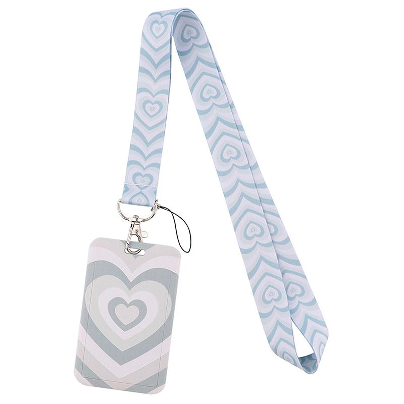 Heart-shaped Card Bag Keychain Lanyard Cartoon Hang Rope Phone Rope for Key ID Card Sleeve Badge Holder Neck Strap Key Cord Gift
