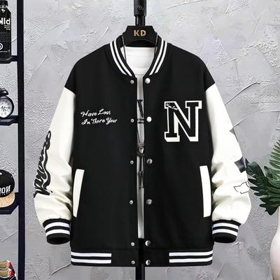 Herren Herbst Freizeit Buchstaben Bestickte Stehkragen Baseballjacke