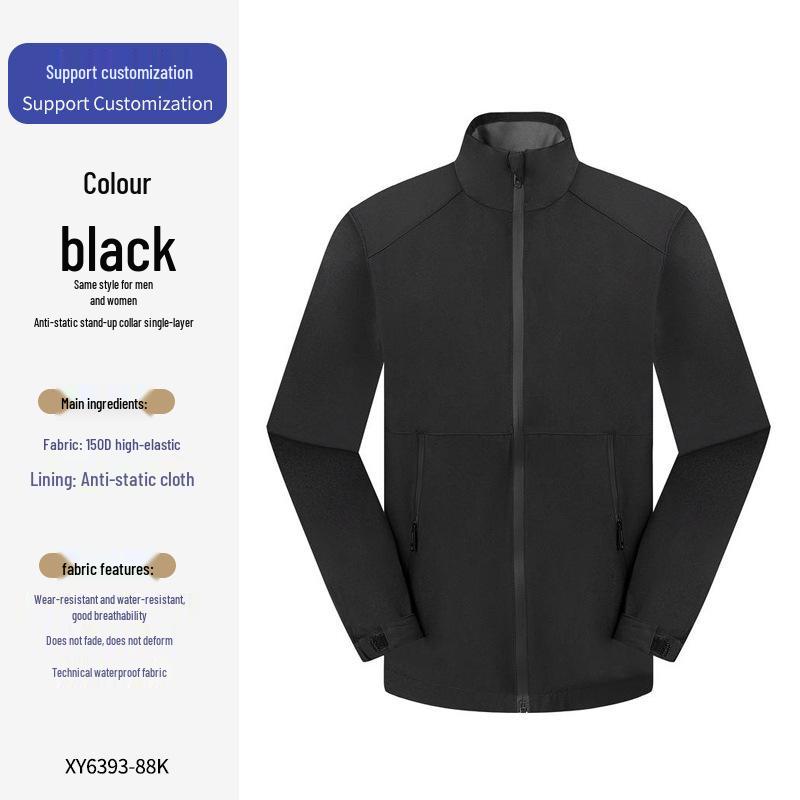 Unisex Windproof & Waterproof Softshell Jacket with Stand-up Collar - Custom Logo Embroidery Available
