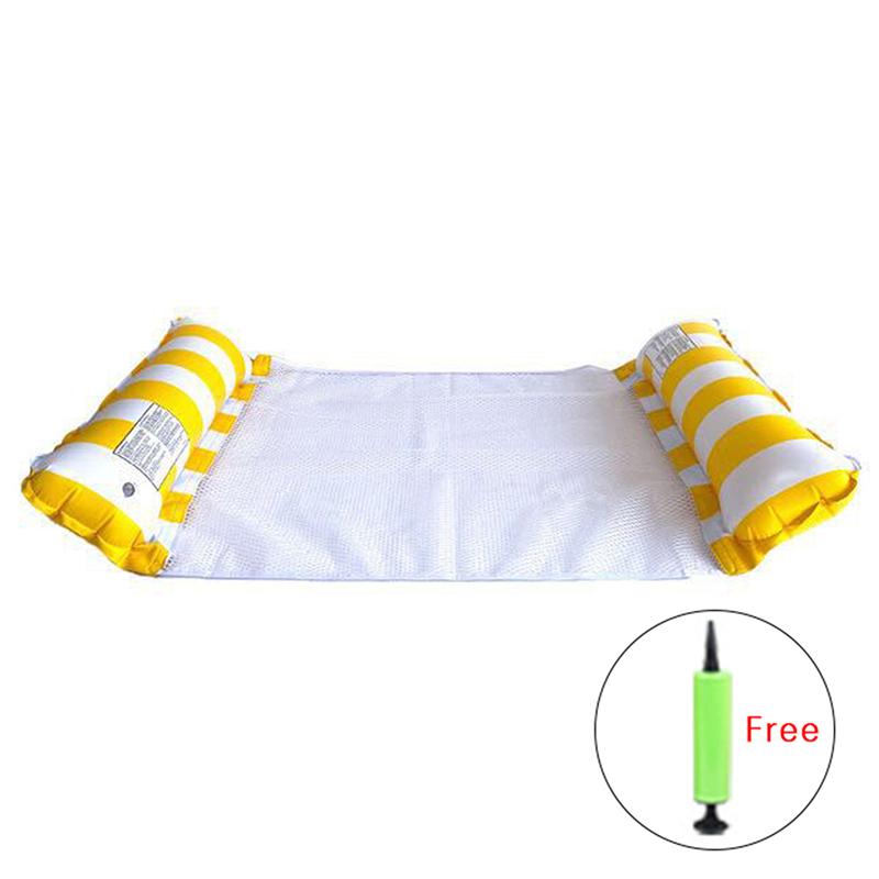 Foldable Floating Water Hammock with Inflator Float Lounger Inflatable Pool Mat Floating Bed Chair Swimming Air Mattress Pool