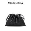 Premium sense single shoulder armpit woven pleated cloud bag women commuter versatile hand carry crossbody drawstring garbage bag