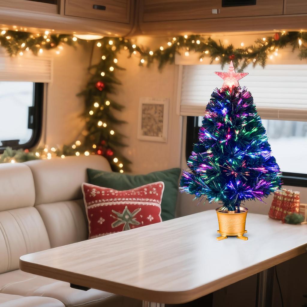 Міні волоконно-оптична настільна різдвяна ялинка з прозорою зіркою на верхівці YUETJIN 60 см заввишки зелена ялинка