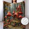 1pc 5D Fairy Tale Mushroom House Pattern Flannel Dormitory Office Nap Blanket, Printed Blanket, Gift for Friends, Soft and Warm Flannel Blanket, Suita