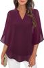 Women's Petal Sleeve Top Loose V-Neck Chiffon Shirt
