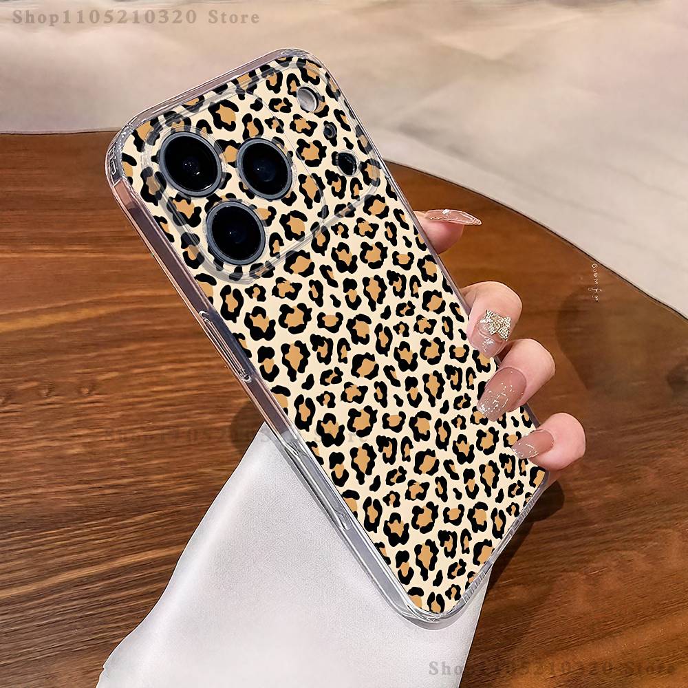 Fashion Tiger Leopard Print Phone Case iPhone17 16 15 14 13 12 11 Pro Max Plus Mini Clear Full Back Cover Silicone Soft Shell