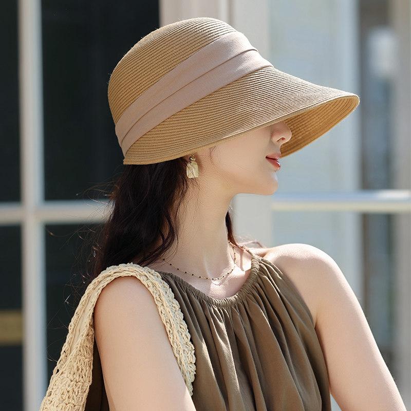 

Women s Elegant Ribbon Straw Sun Hat Wide Brim Cloche Hat UV Protection for Summer Travel & Daily Commute one size хаки