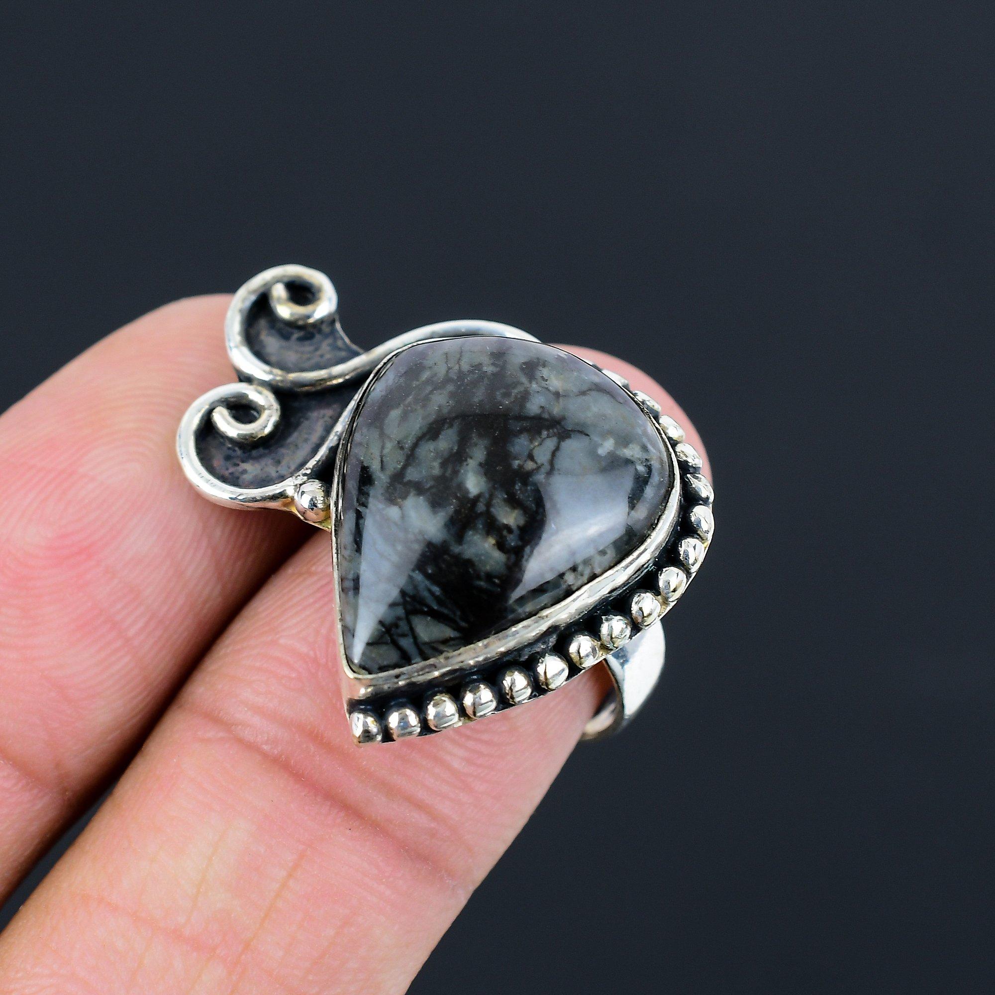 Natural Picasso Jasper Gemstone Stackable Ring Size 8 925 Sterling Silver 8