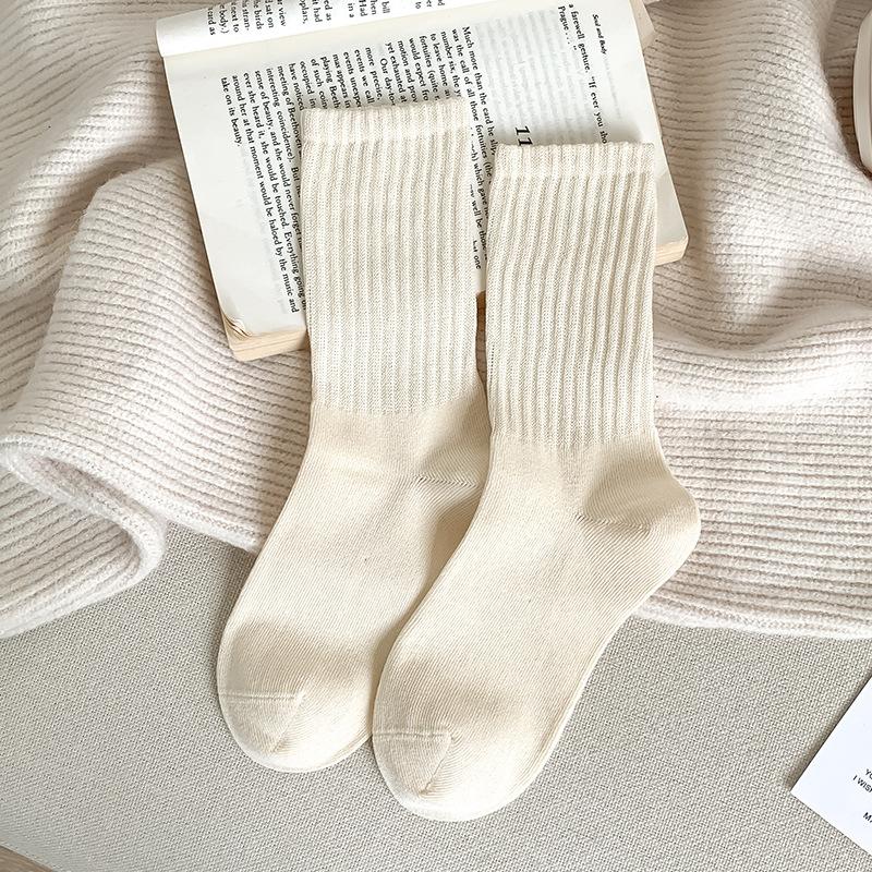 

Женские дышащие носки, Женские бесшовные носки, Весенне-осенние повседневные однотонные простые носки до середины икры, Впитывающие пот длинные носки :1 pair