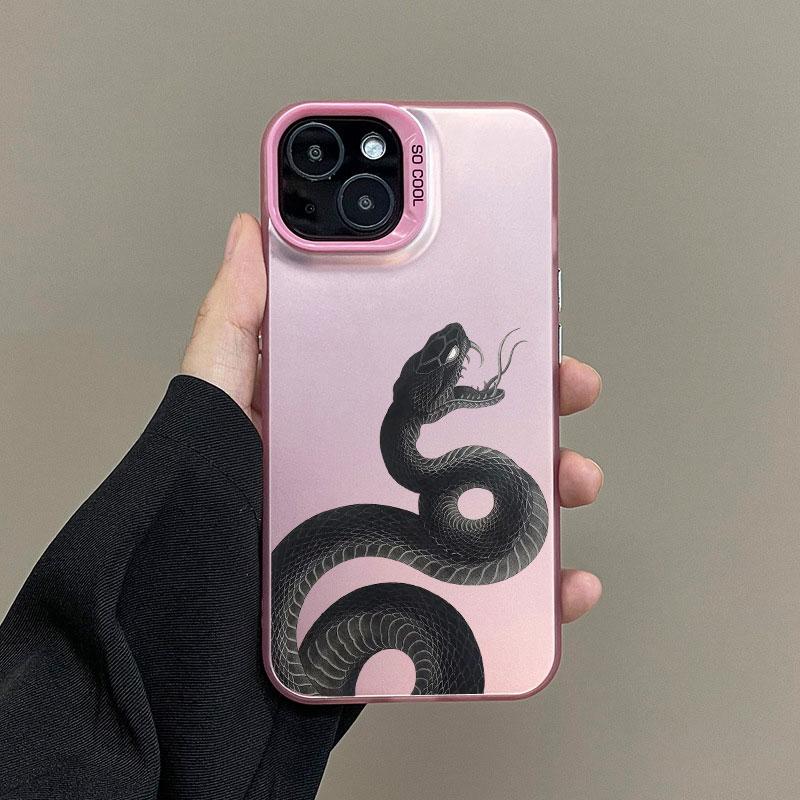 Cool Black Pythons Phone Case for iPhone 15 16 Pro Max 15 16 Plus 11 12 13 Mini 14 Pro Max Snake Colorful Silver Laser Back Case