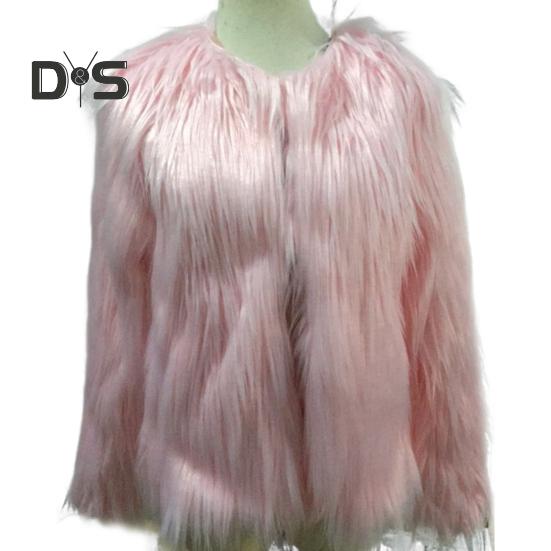 Women's Faux Fur Jacket Warm Plush Round Neck Coat Autumn Winter Long Sleeve Solid Color Furry Coat for Casual Street Wear Shopping