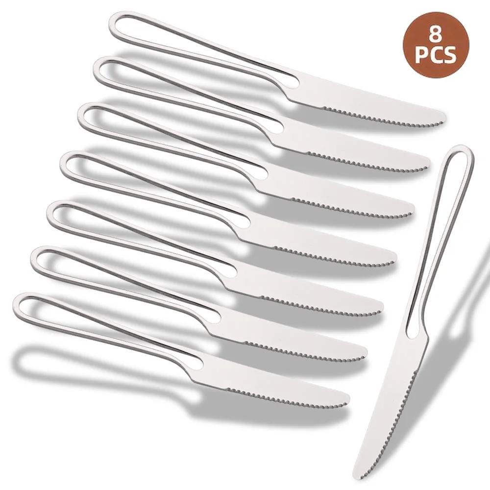 8 шт. Зеркальные Радужные Столовые Ножи Из Нержавеющей Стали Столовая Посуда Западные Ножи Для Стейка Столовые Приборы Для Домашней Кухни И Ресторана