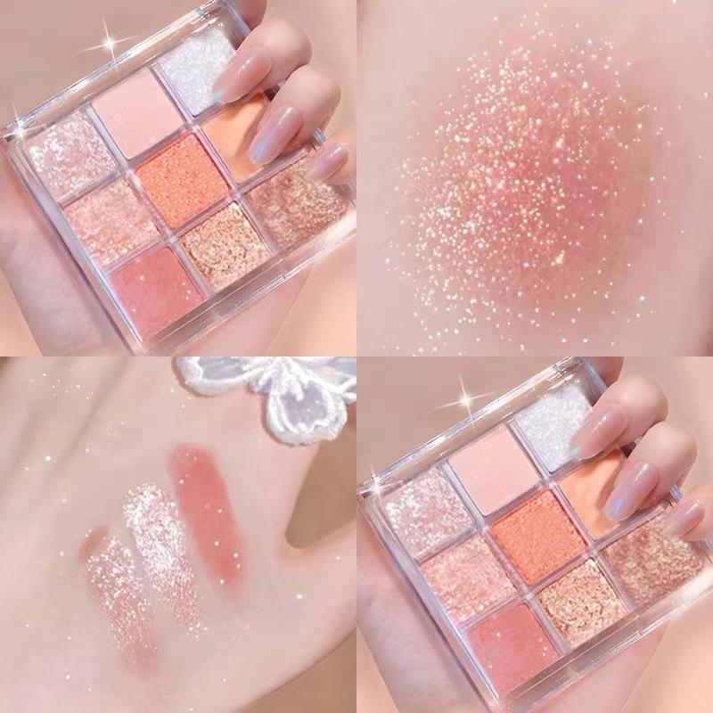 Palette Ombretti Opachi 9 Colori, Tonalità Terra con Nero e Marrone, Impermeabile e Resistente al Sudore, Adatta per Tipi Beige Chiari Freddi