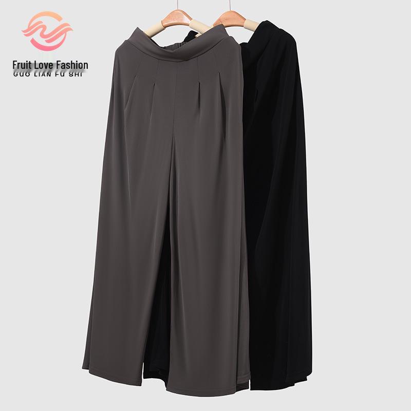 

Guolian Women s Plus Size Mulberry Silk Double-Sided Loose Wide-Leg Pants XXXL