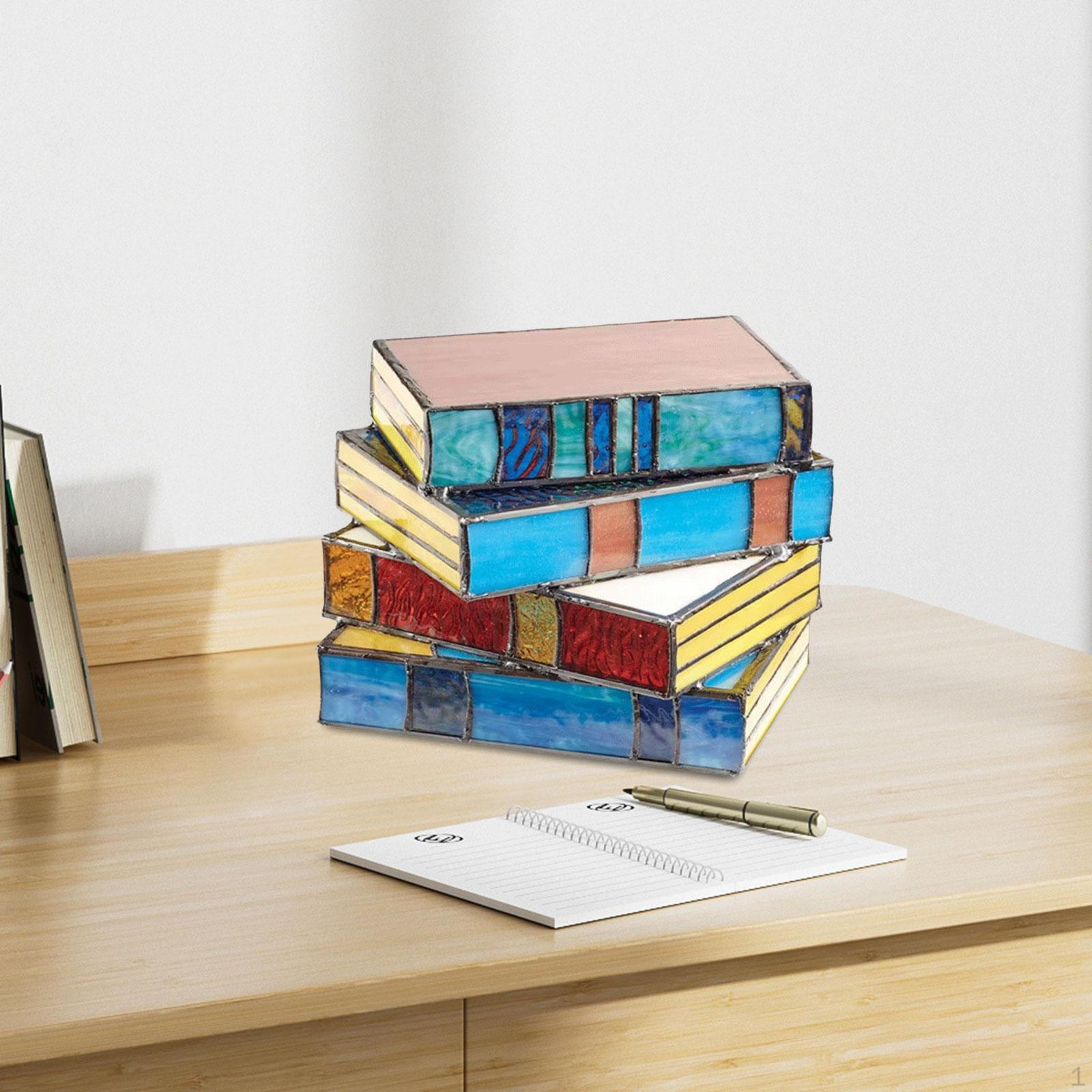 

Light Up Books, Glass NightStand Desk Book Lamps, Antique Lamp Colored Lamp, for Study