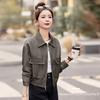 Pink leather jacket women's spring and autumn models new good-looking short loose casual leather jacket