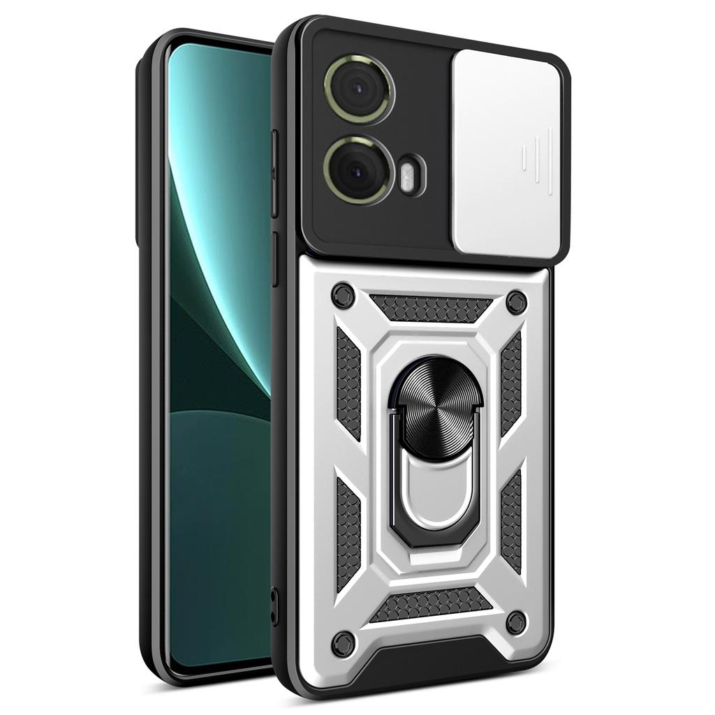 For Motorola Moto S50 Neo 5G/G85 5G Case with Slide Camera Lid PC+TPU Kickstand Phone Cover