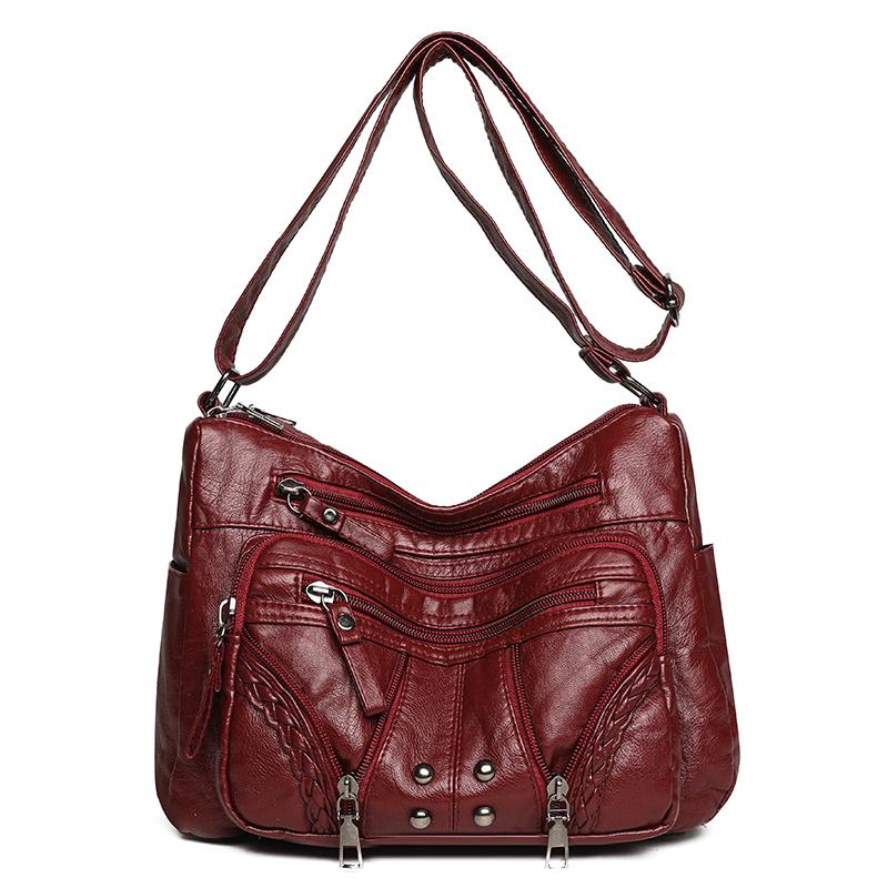Women's Bag Soft Leather Multi-layer Shoulder Crossbody Bag Mother Bag