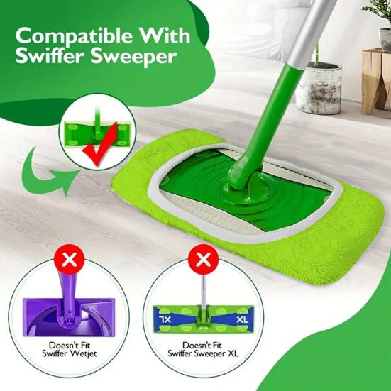 Yousheng Lot de 4 housses de balai pour petites et grandes planches, garniture élastique, nettoyage en profondeur, tampons de balai lavables et réutilisables pour Swiffer